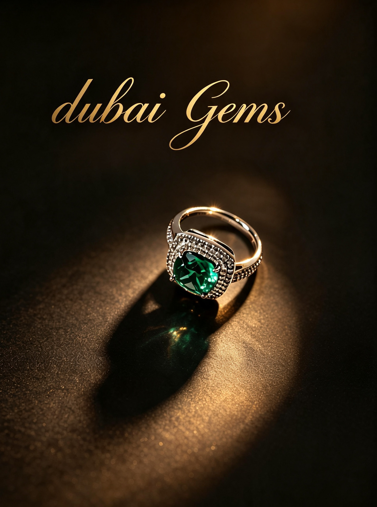 Emerald Green Cushion Cut Halo Ring