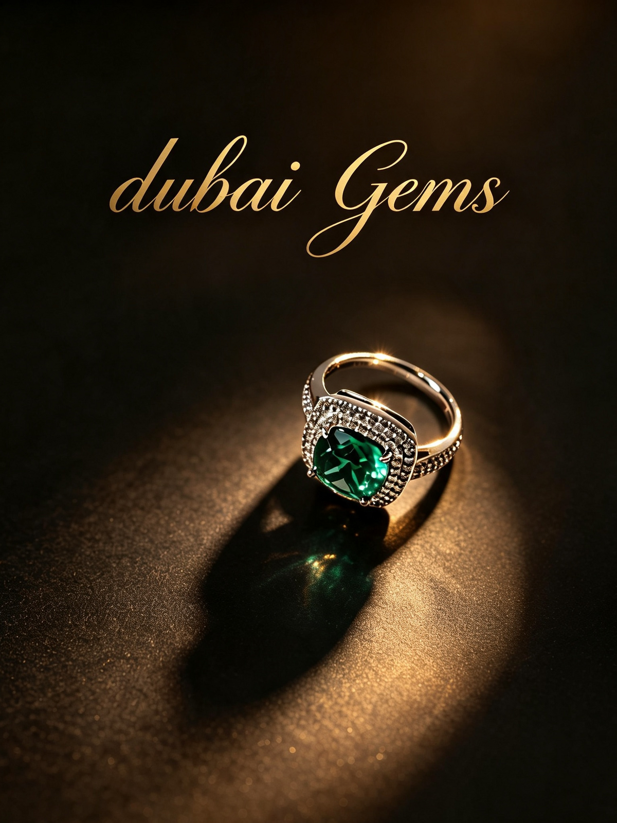 Emerald Green Cushion Cut Halo Ring