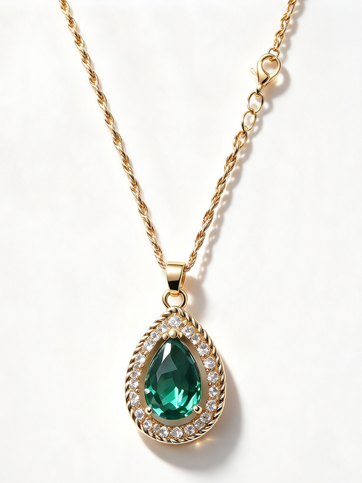 Elowen | Emerald-Colour Pear-Cut Necklace & Earring Set | Dubai Gems