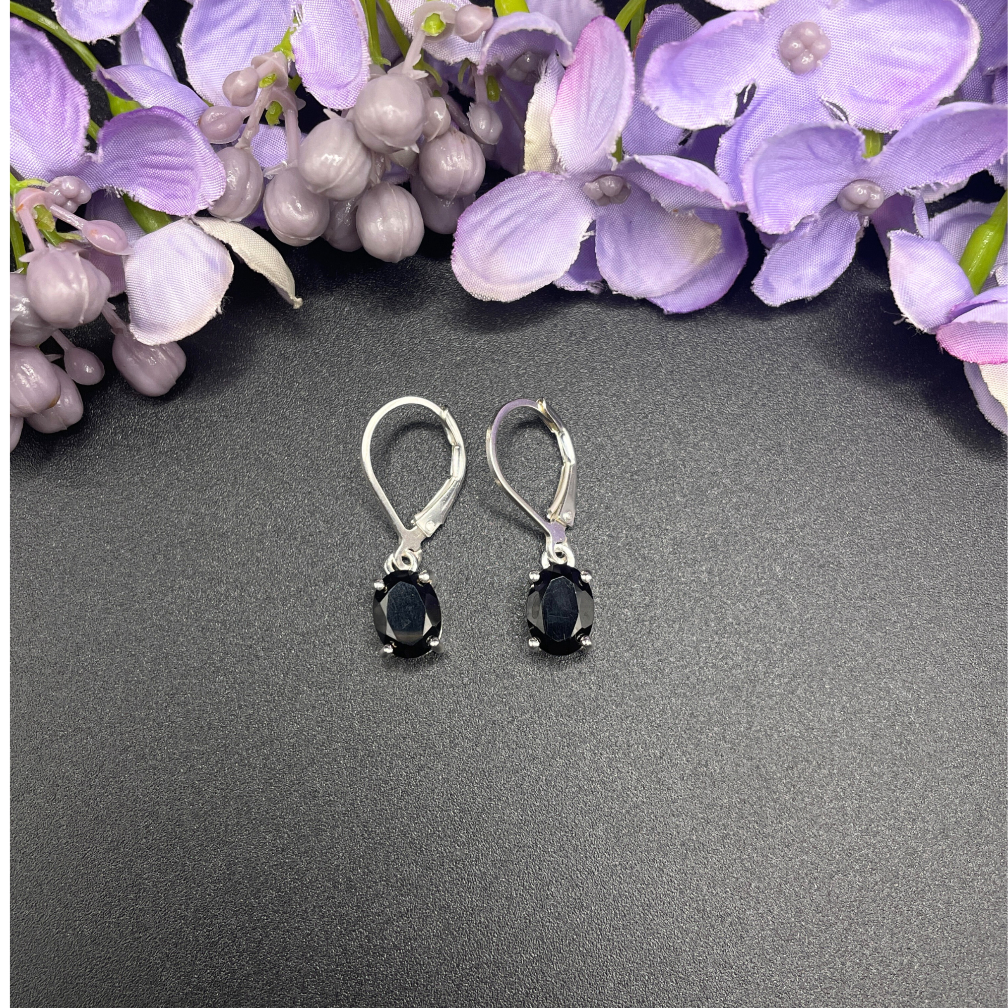 Oval Cut Black Onyx Dangle Earrings | White Gold Finish & Created Diamonds – Elegant Jewellery Gift