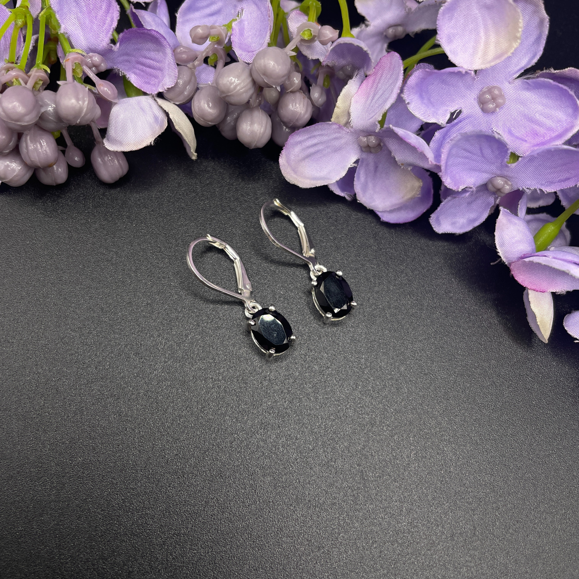 Oval Cut Black Onyx Dangle Earrings | White Gold Finish & Created Diamonds – Elegant Jewellery Gift