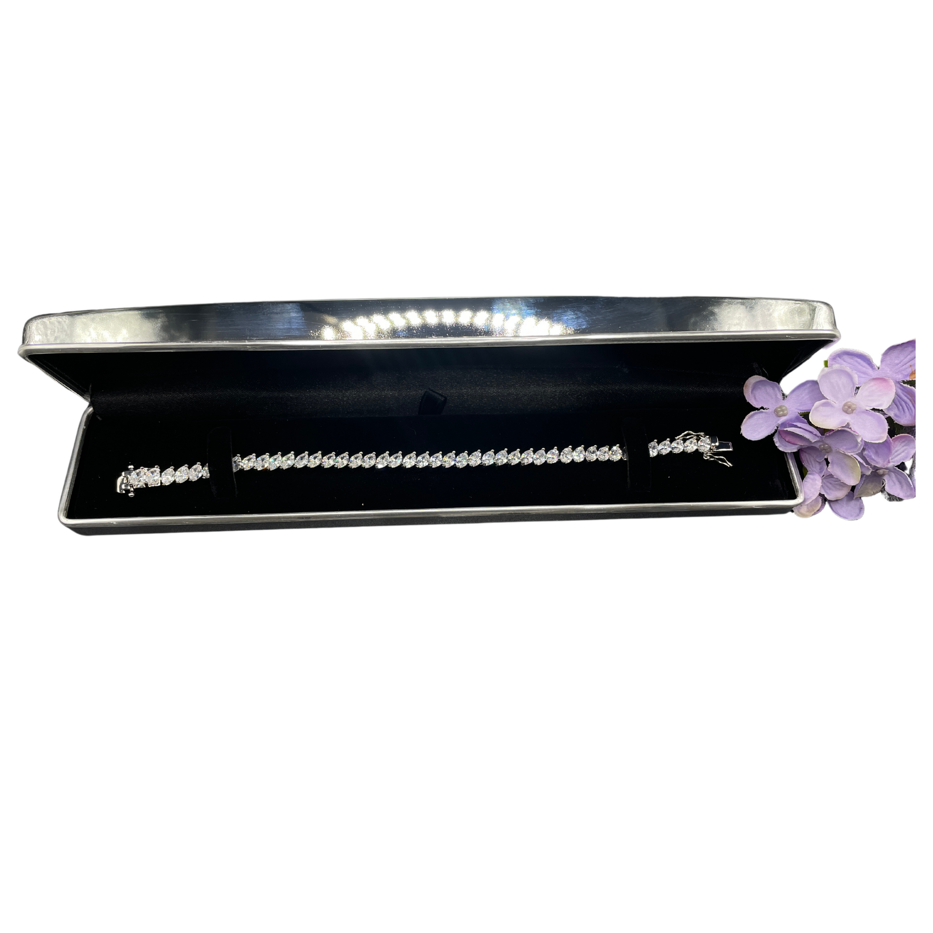 White Gold Finish Created Diamond Marquise Cut Double Claw Bracelet Gift Box - Gift For Her - Women Jewellery - Bracelet for her
