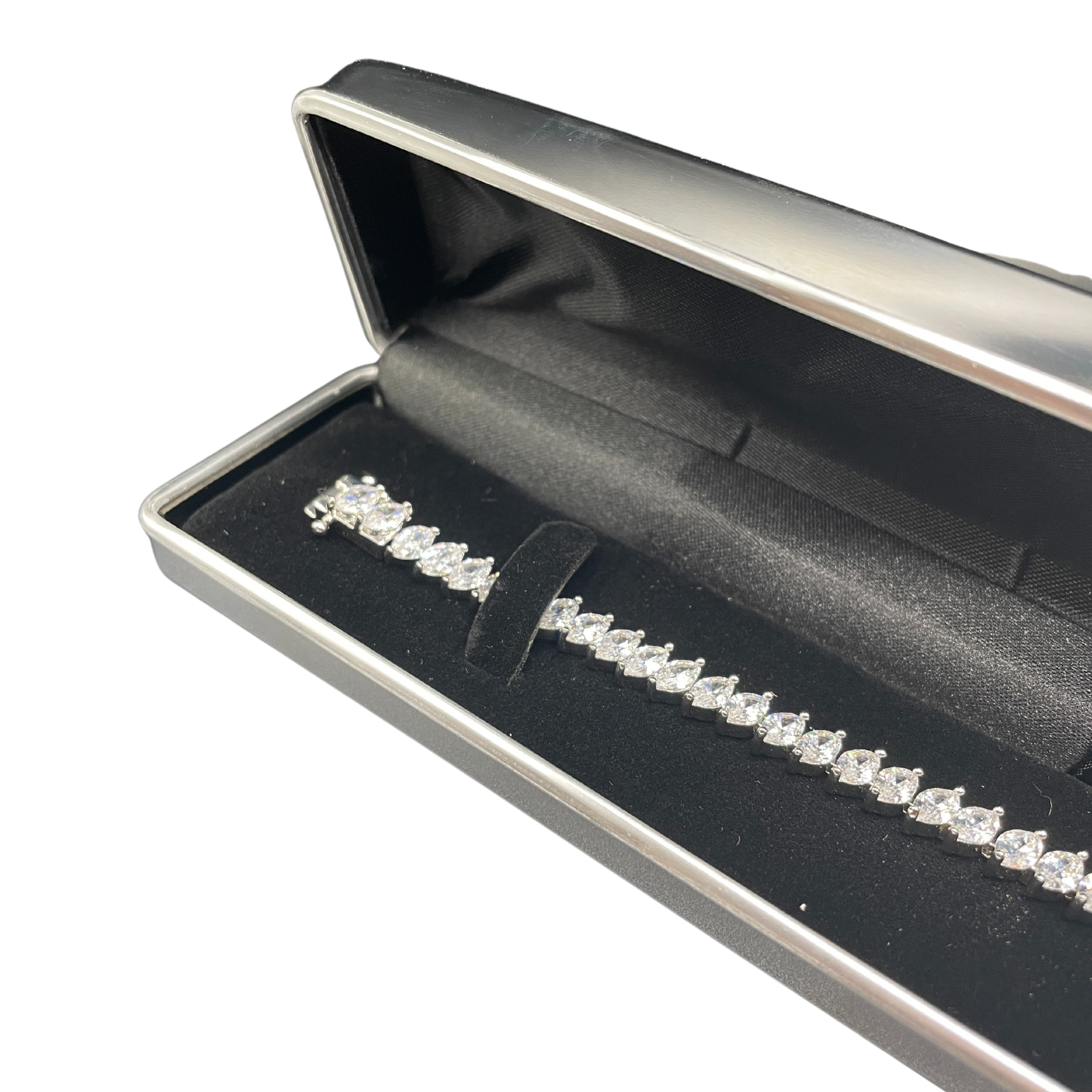 White Gold Finish Created Diamond Marquise Cut Double Claw Bracelet Gift Box - Gift For Her - Women Jewellery - Bracelet for her