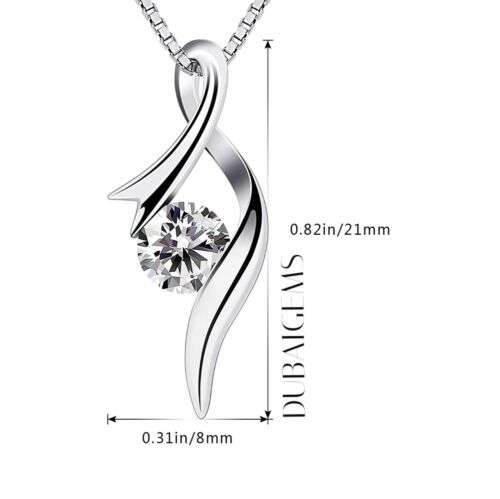 White Gold Finish Half Infinity Twist Created Diamond Pendant Necklace free box