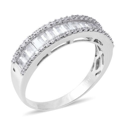 Half eternity Baguette Ring Solid Sterling silver in Rhodium overlay Dubai Created Diamond