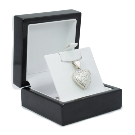 WHITE GOLD FINISH Heart Shape Locket With “Love” Embedded