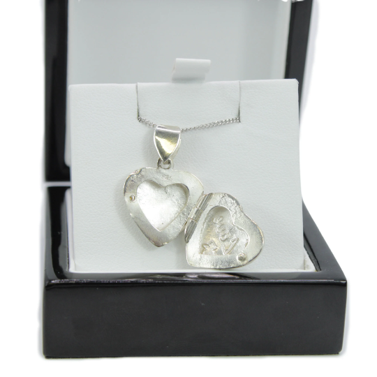 WHITE GOLD FINISH Heart Shape Locket With “Love” Embedded