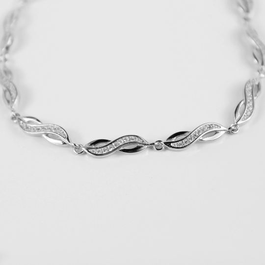 WHITE GOLD FINISH Infinity Sign Created Diamond Bracelet