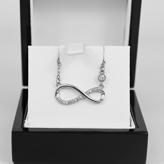 WHITE GOLD FINISH Infinity Sign Created Diamonds Embedded Necklace