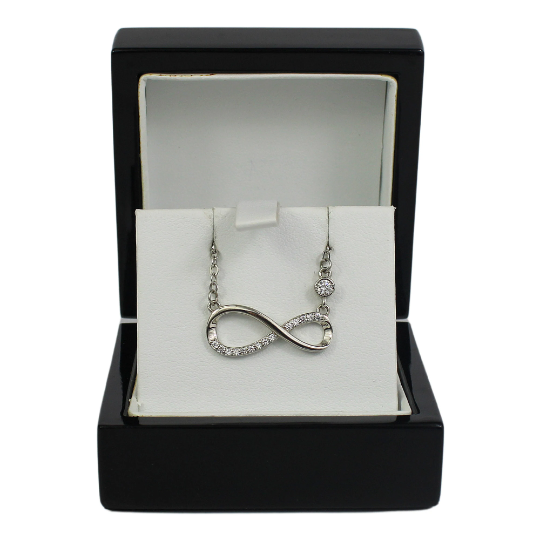 WHITE GOLD FINISH Infinity Sign Created Diamonds Embedded Necklace