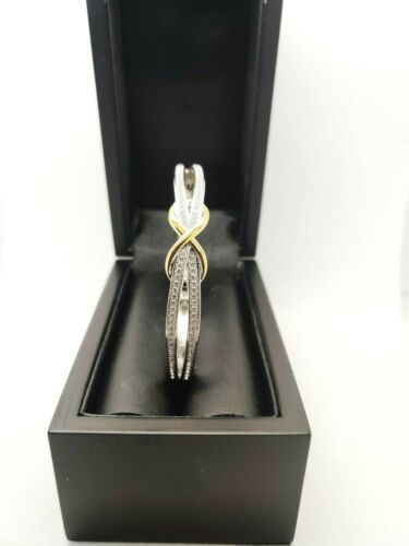 White Gold Finish Infinity Design Created Diamond Designer Bangle + Gift Box
