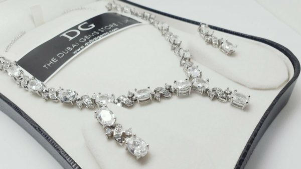 White gold finish love and kisses created diamond necklace set