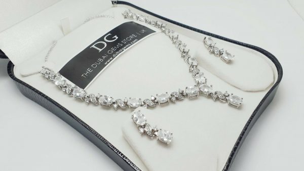 White gold finish love and kisses created diamond necklace set