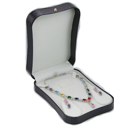 WHITE GOLD FINISH Multicoloured Love And Kisses Jewellery set, Part of the Love and Kisses Collection