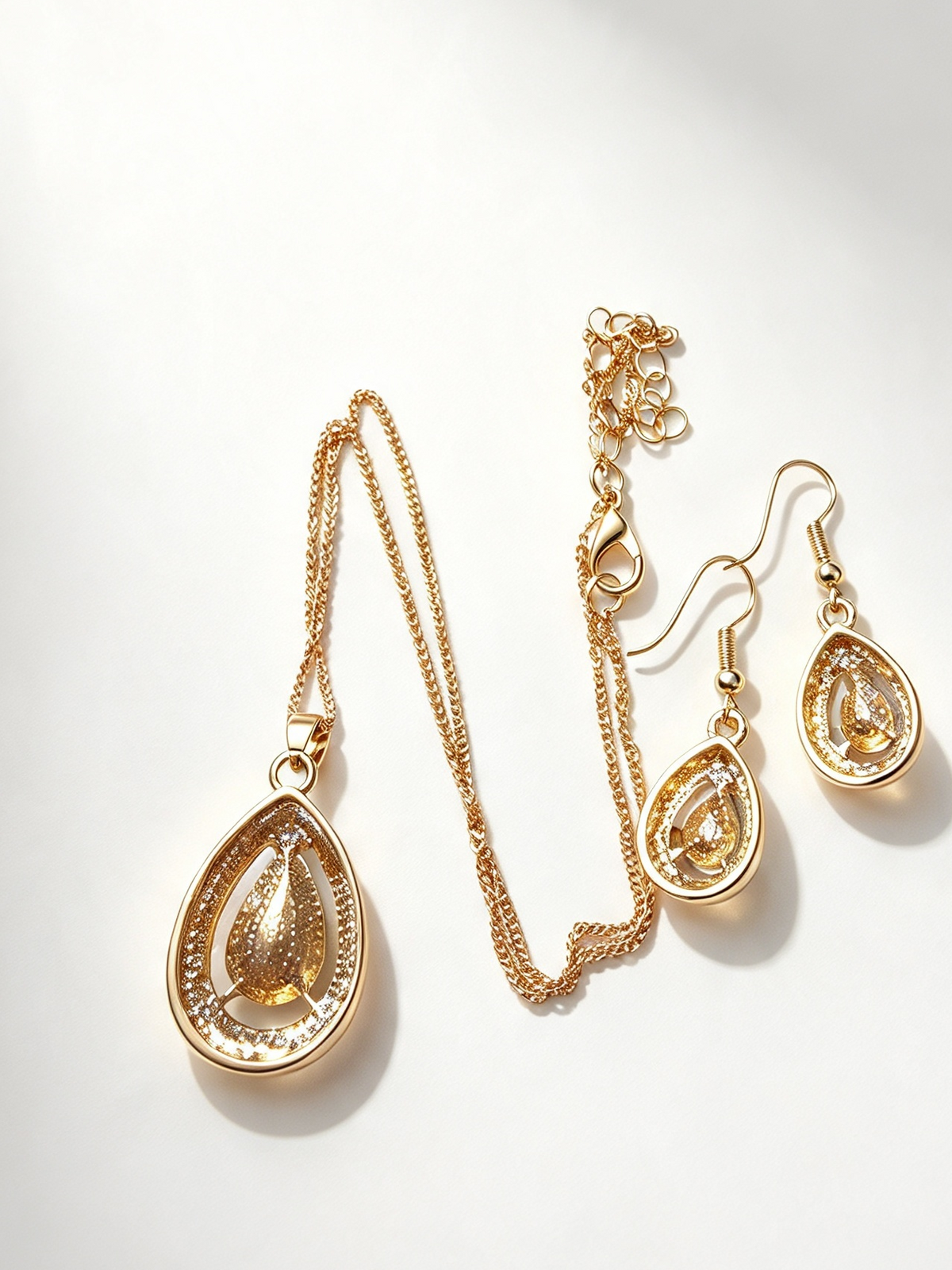 Elowen | Emerald-Colour Pear-Cut Necklace & Earring Set | Dubai Gems