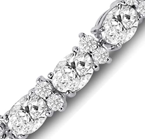 RIVIERA – White Gold Finish Tennis Bracelet Clear White Oval Gemstone With Created Diamonds