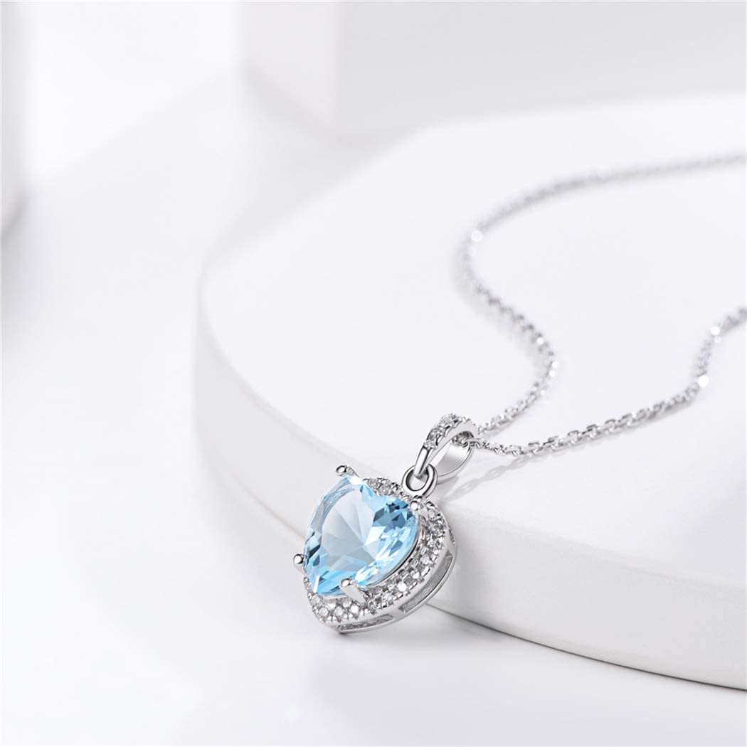 Amour-March Birthstone ⌈Shape of My Heart⌋ Necklace for Women