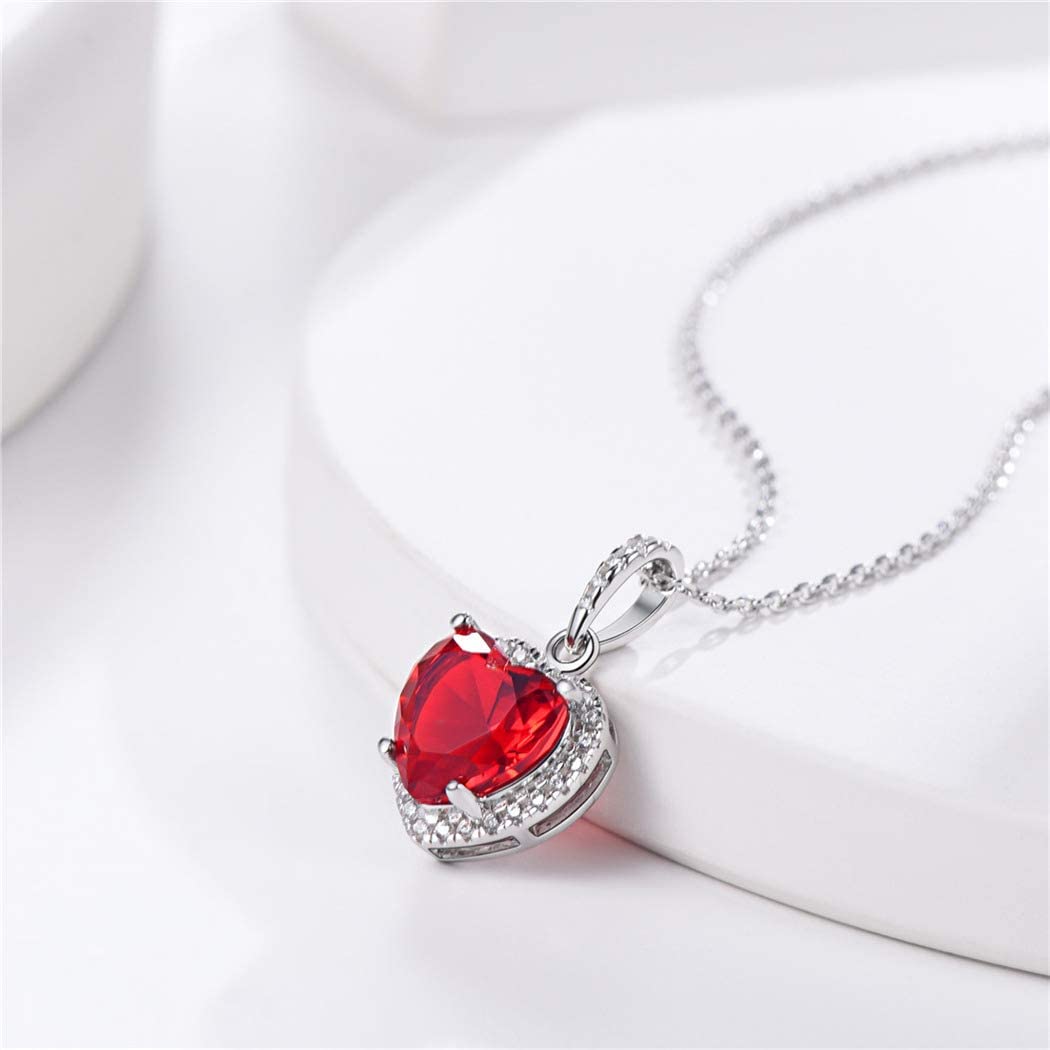 Amour-July Birthstone ⌈Shape of My Heart⌋ Necklace for Women