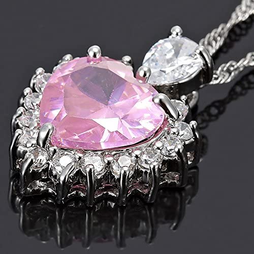 Heart of The Ocean Pink Tourmaline And Created Diamond Necklace Pendant