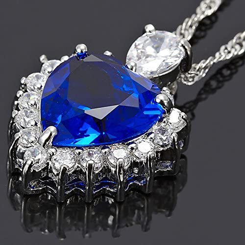 Heart Of The Ocean Sapphire Blue And Created Diamond Necklace Pendant