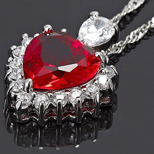 Heart Of The Ocean Red Ruby And Created Diamond Necklace Pendant