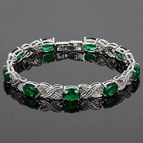 Love & Kisses Green Emerald Tennis Bracelet with Oval Cut Gemstones