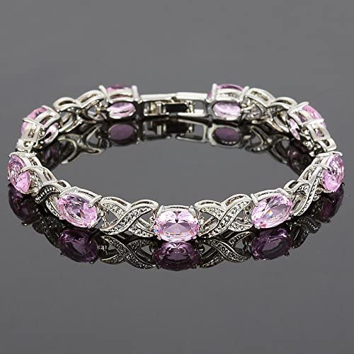 Love & Kisses Pink Sapphire Tennis Bracelet with Oval Cut Gemstones