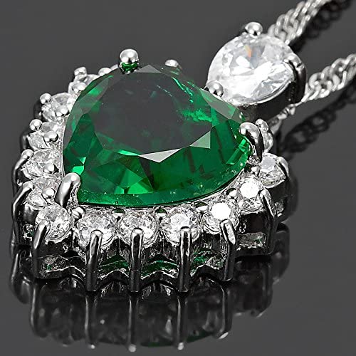 Heart Of The Ocean Emerald Green And Created Diamond Necklace Pendant