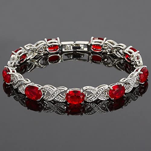 Love & Kisses Red Ruby Tennis Bracelet with Oval Cut Gemstones