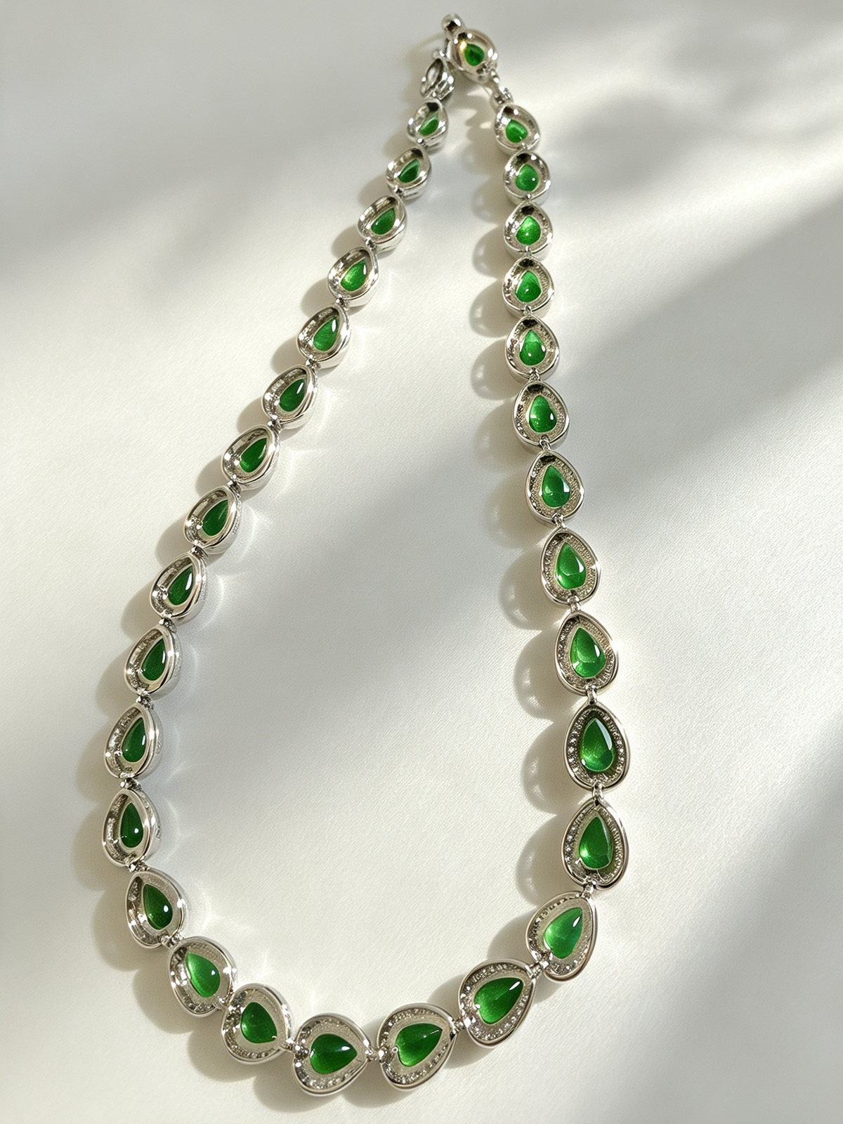 Verdant Promise Pear-Cut Green Emerald & Created Diamond Necklace