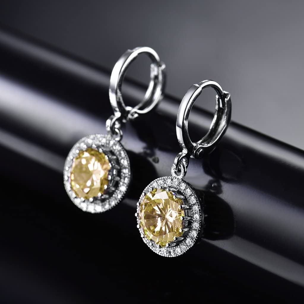 Sultana-Mayfair Women’s Round Hoop Lever back Citrine Earrings