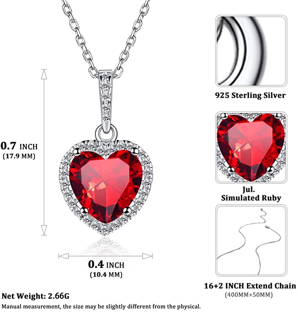 Amour-July Birthstone ⌈Shape of My Heart⌋ Necklace for Women