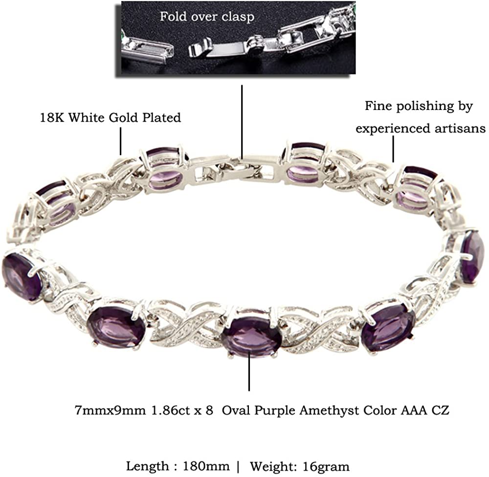 Love & Kisses Purple Amethyst Tennis Bracelet with Oval Cut Gemstones