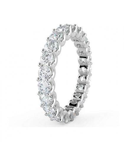 1.00Ct Round Diamond Claw Set”U” Prong Full Eternity Ring in White Gold