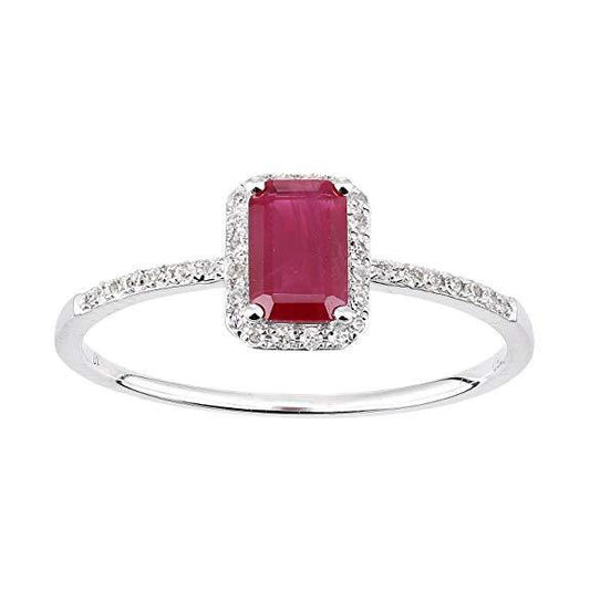 Women’s 18ct White Gold Emerald Rich Red Ruby and Diamond Ring
