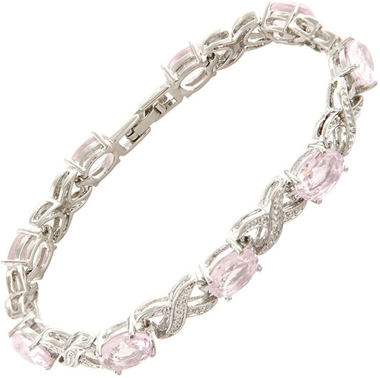 Love & Kisses Pink Sapphire Tennis Bracelet with Oval Cut Gemstones