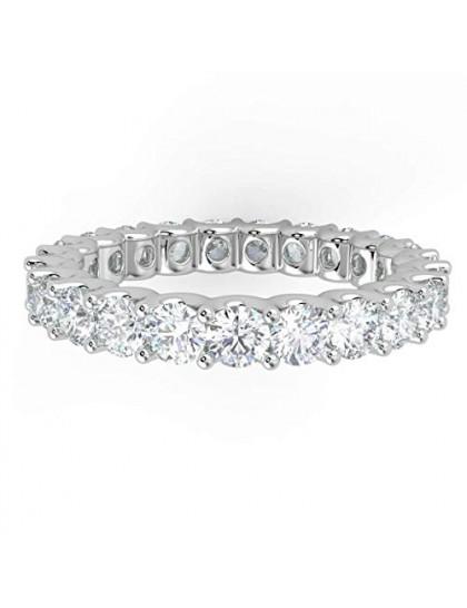 1.00Ct Round Diamond Claw Set”U” Prong Full Eternity Ring in White Gold