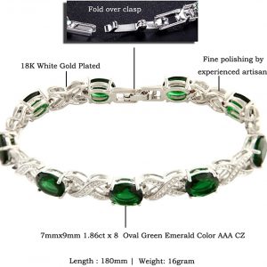 Love & Kisses Green Emerald Tennis Bracelet with Oval Cut Gemstones