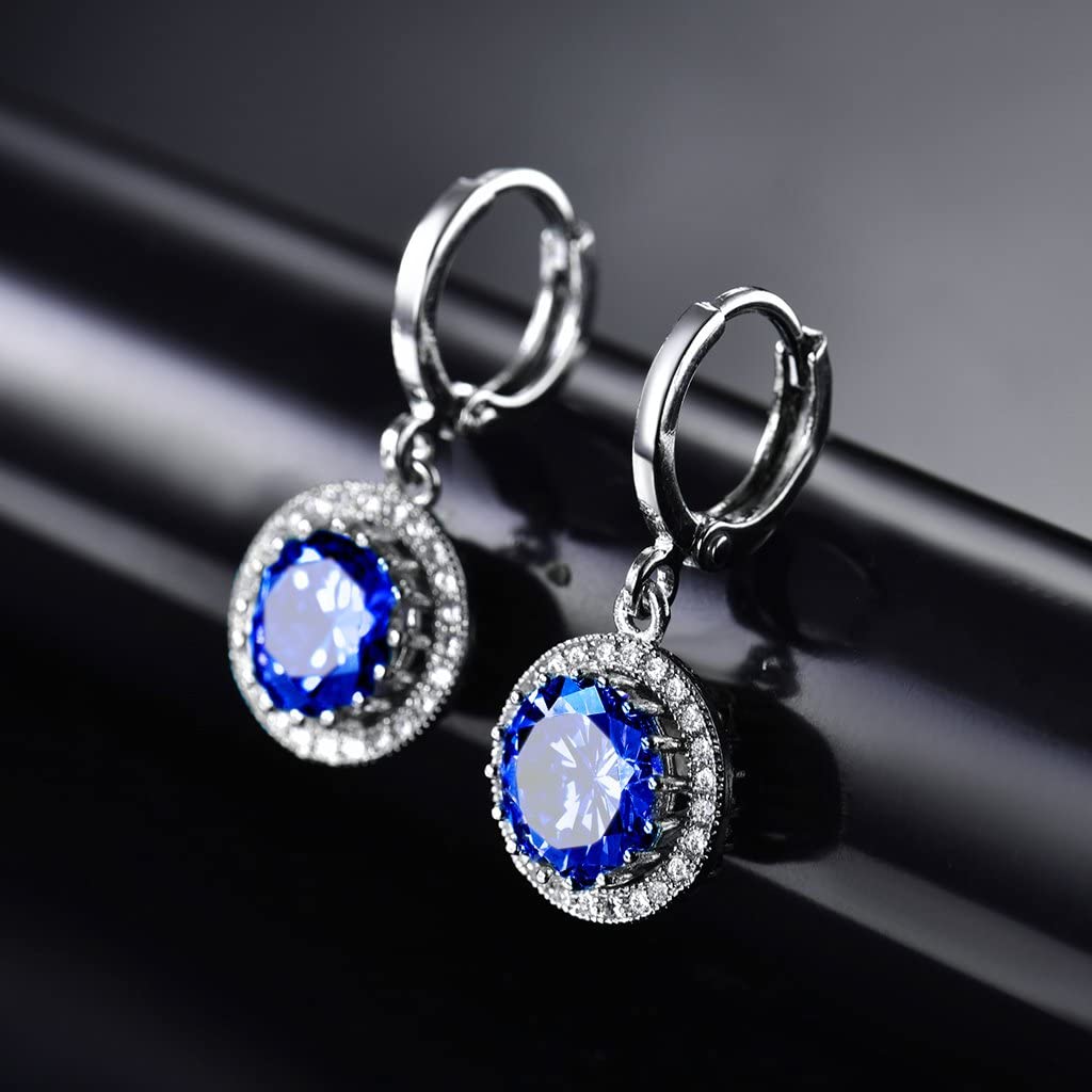 Sultana-Mayfair Women’s Round Hoop Lever back Blue Earrings