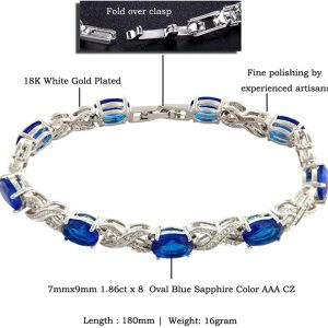 Love & Kisses Blue Sapphire Tennis Bracelet with Oval Cut Gemstones