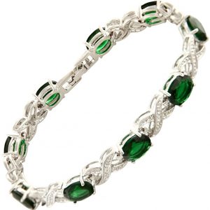 Love & Kisses Green Emerald Tennis Bracelet with Oval Cut Gemstones