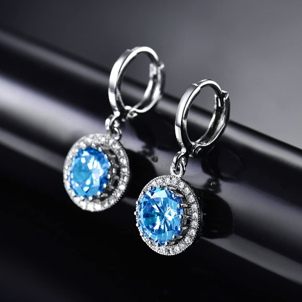 Sultana-Mayfair Women’s Round Hoop Lever back Light Blue Earrings