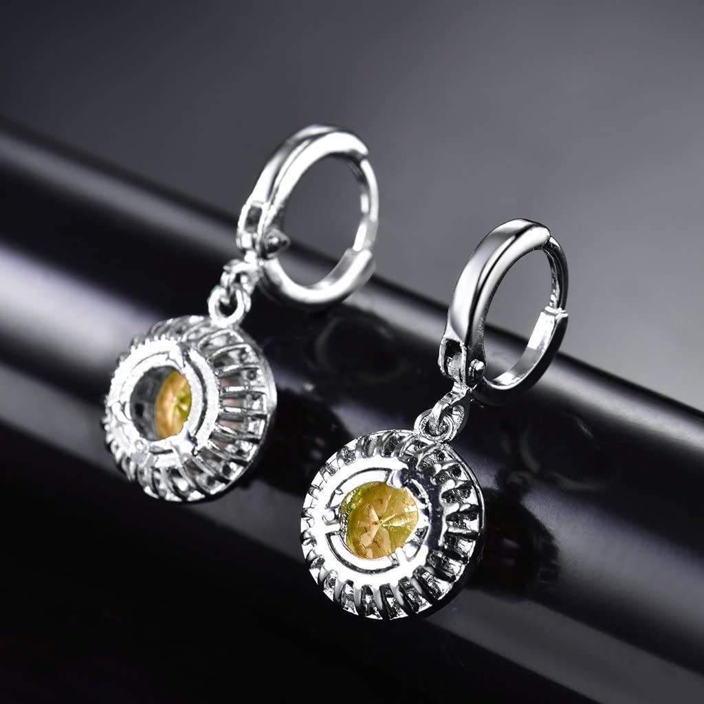 Sultana-Mayfair Women’s Round Hoop Lever back Citrine Earrings