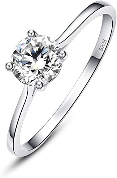 925 Silver solitaire created diamond set ring