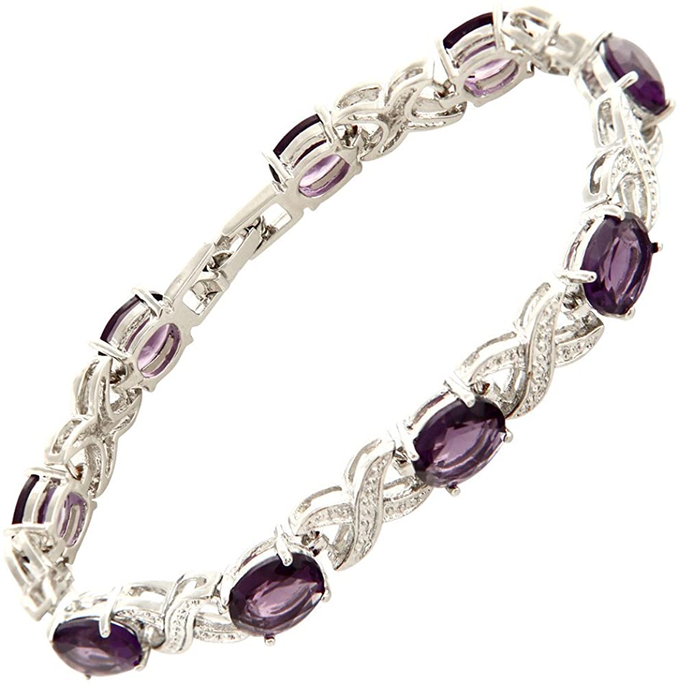 Love & Kisses Purple Amethyst Tennis Bracelet with Oval Cut Gemstones