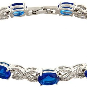 Love & Kisses Blue Sapphire Tennis Bracelet with Oval Cut Gemstones