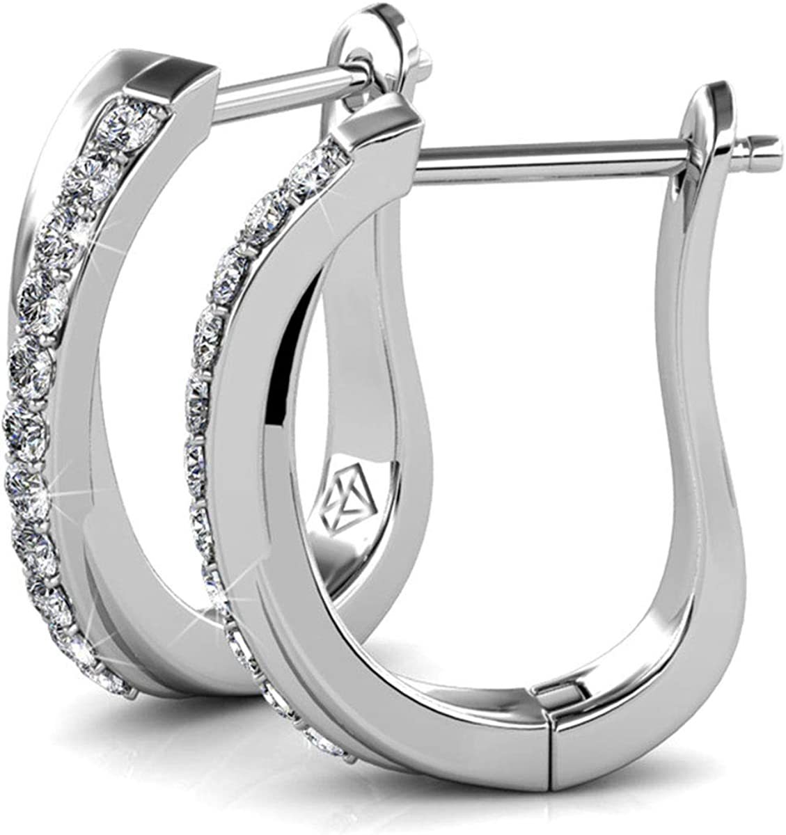 SIGNATURE – BELLE & LILY Hoop Earrings 18K White Gold Finish With Created Diamond