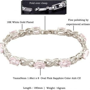 Love & Kisses Pink Sapphire Tennis Bracelet with Oval Cut Gemstones