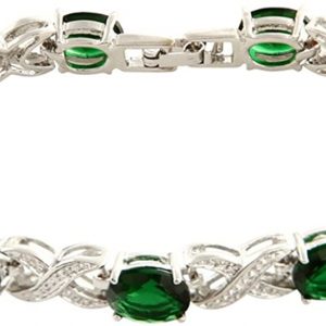 Love & Kisses Green Emerald Tennis Bracelet with Oval Cut Gemstones