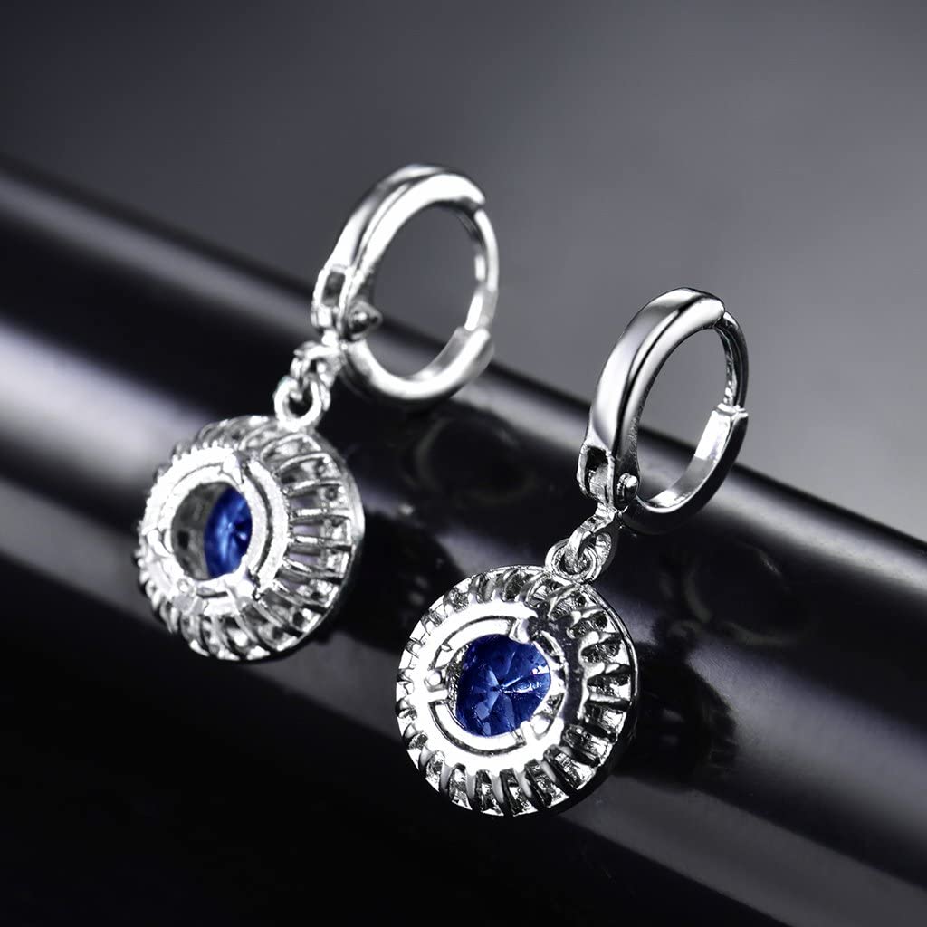 Sultana-Mayfair Women’s Round Hoop Lever back Blue Earrings